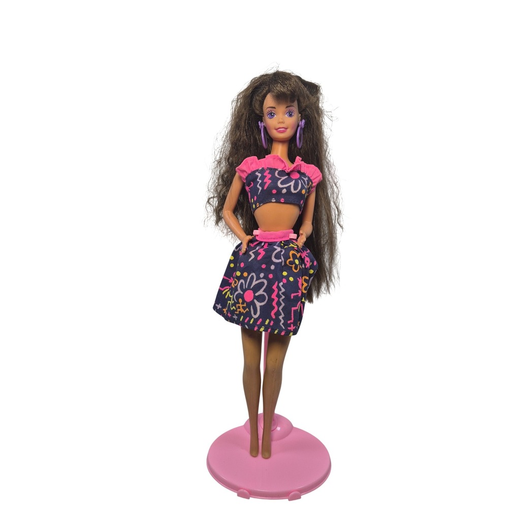 1993 Vintage 90s Mattel Paint n Dazzle Barbie Brunette DIY 10045 Redressed READ